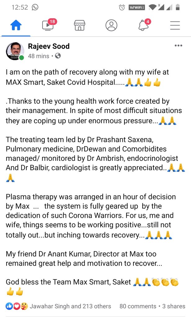 Ankit_Tyagi01's tweet photo. Dean of #RML dedicated GOVERNMENT #Covid Hospital, recovering at Max Saket dedicated PRIVATE #Covid hospital.. Dean of a Govt run hospital has no confidence in the facilities he is incharge of, sums up everything that is wrong in our Public Health care system. https://t.co/ITvZX45XNo