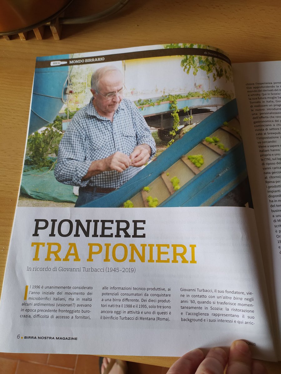 Su <a href="/birranostramag/">Birra Nostra</a>, <a href="/DavBertinotti/">Davide Bertinotti</a> fa un bellissimo ritratto di Giovanni Turbacci, capostipite della birra artigianale italiana, ripercorrendo la storia di <a href="/BirraTurbacci/">Birra Turbacci</a>. Solo il passaggio sul lievito vale la lettura. <a href="/MoBI_org/">MoBI</a>
