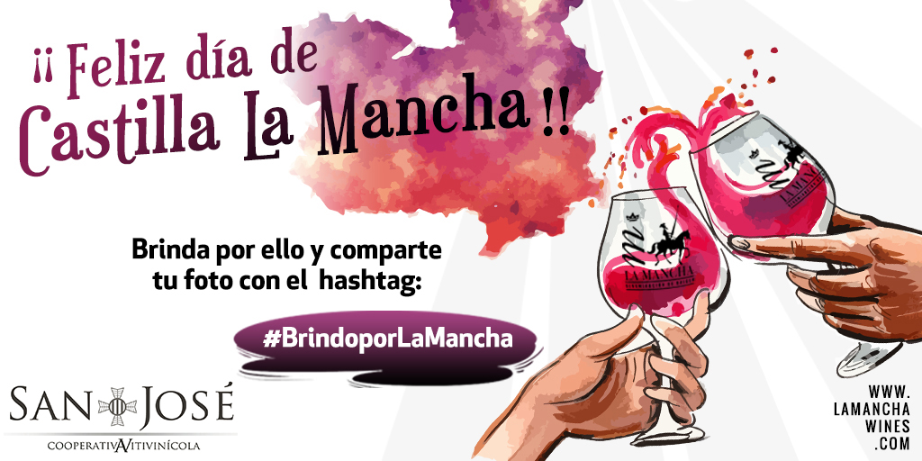 ¡Feliz Día de Castilla La Mancha! 🎉

Brinda por ello 🍷🍷y comparte tu foto 📷 con el hashtag #BrindoPorLaMancha

#VinodeLaMancha #ElOrigendelVino #DíadeCastillaLaMancha #Enoturismo 
#BodegasSanJosé