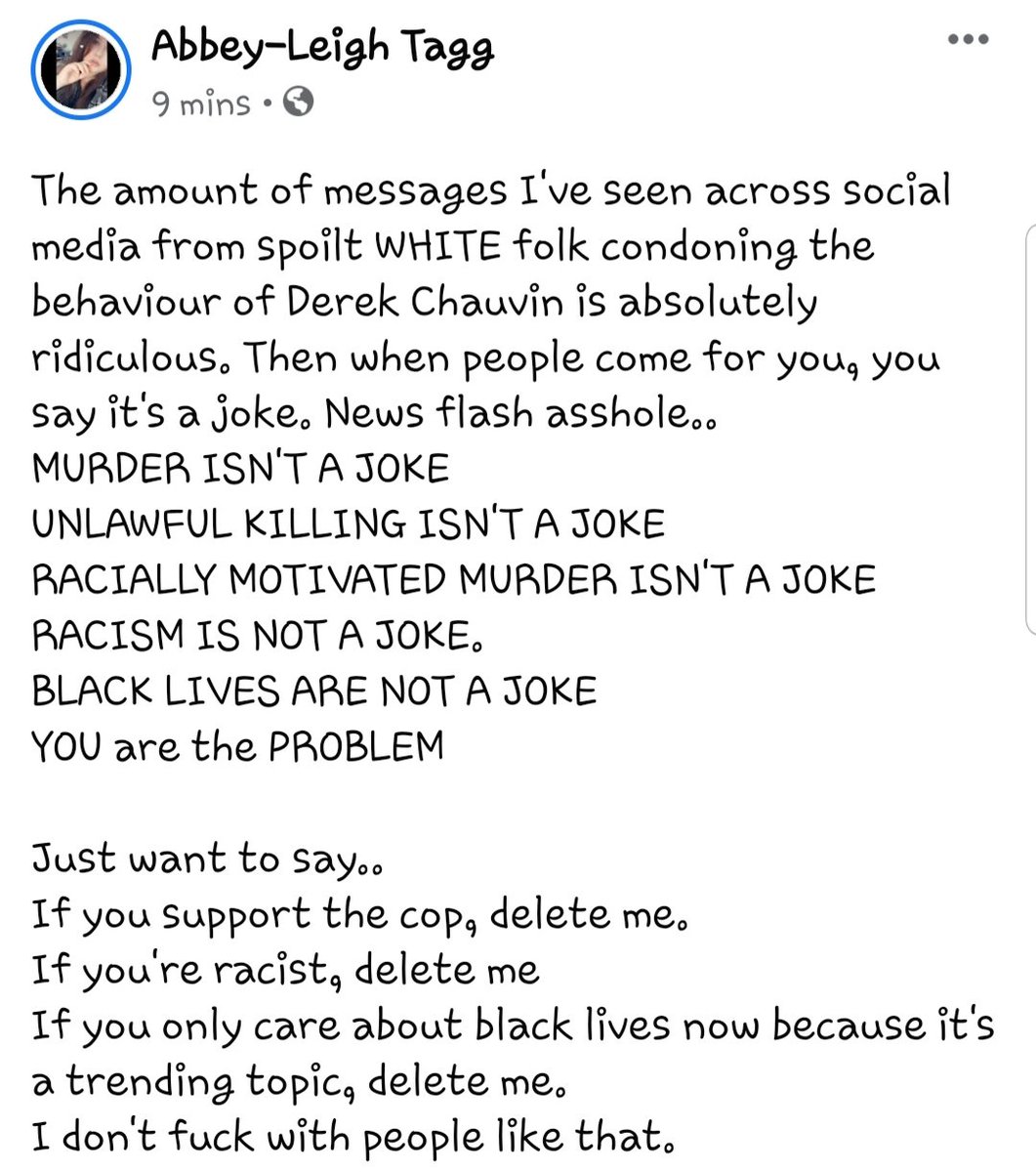abbeyleigh217x's tweet image. Honestly the amount of plain ignorance I've seen recently regarding this tragedy is beyond sickening. Shame on you all. 
#JusticeForGeorgeFlyod #endthehatred #BlackLivesMatter #BlackLivesHaveAlwaysMattered