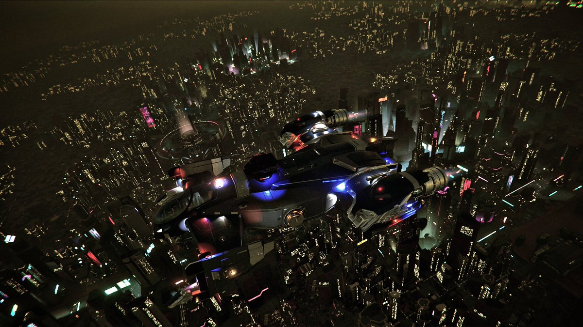 HorusLand's tweet photo. petit tour au dessus de #Area18 sur #StarCitizen en #CutlassBlue @RobertsSpaceInd @starcitizenfra @RackBoyTV @CyrilBo47 https://t.co/xSmwLgxeA0