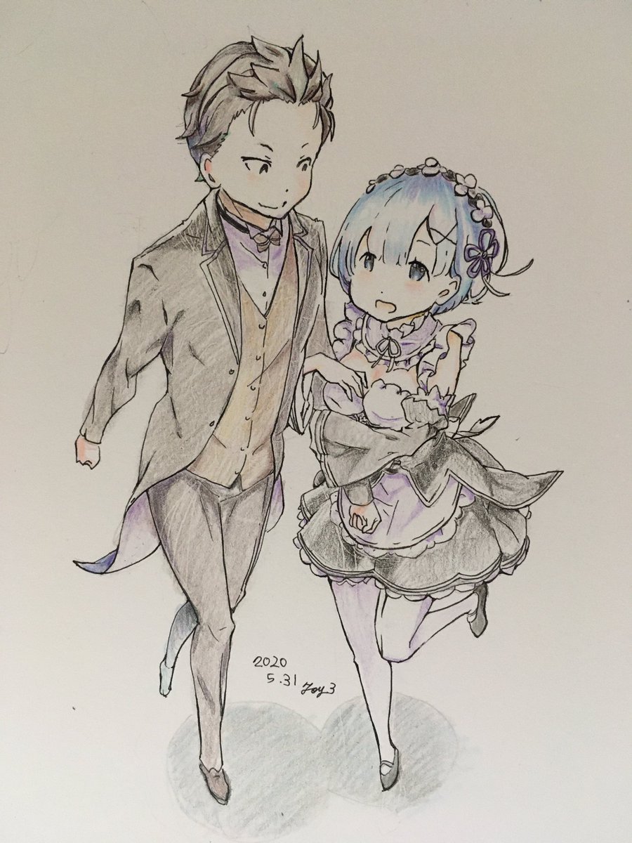 Toy3 漫画家 絵師を目指してます 練習11日目 リゼロのスバルとレムを模写練習してみました ๑ ᴗ これも難しかったです 特に頭に髪の毛が リゼロ ナツキスバル レム なろう イラストレーター目指して イラスト なろう表紙描きたい