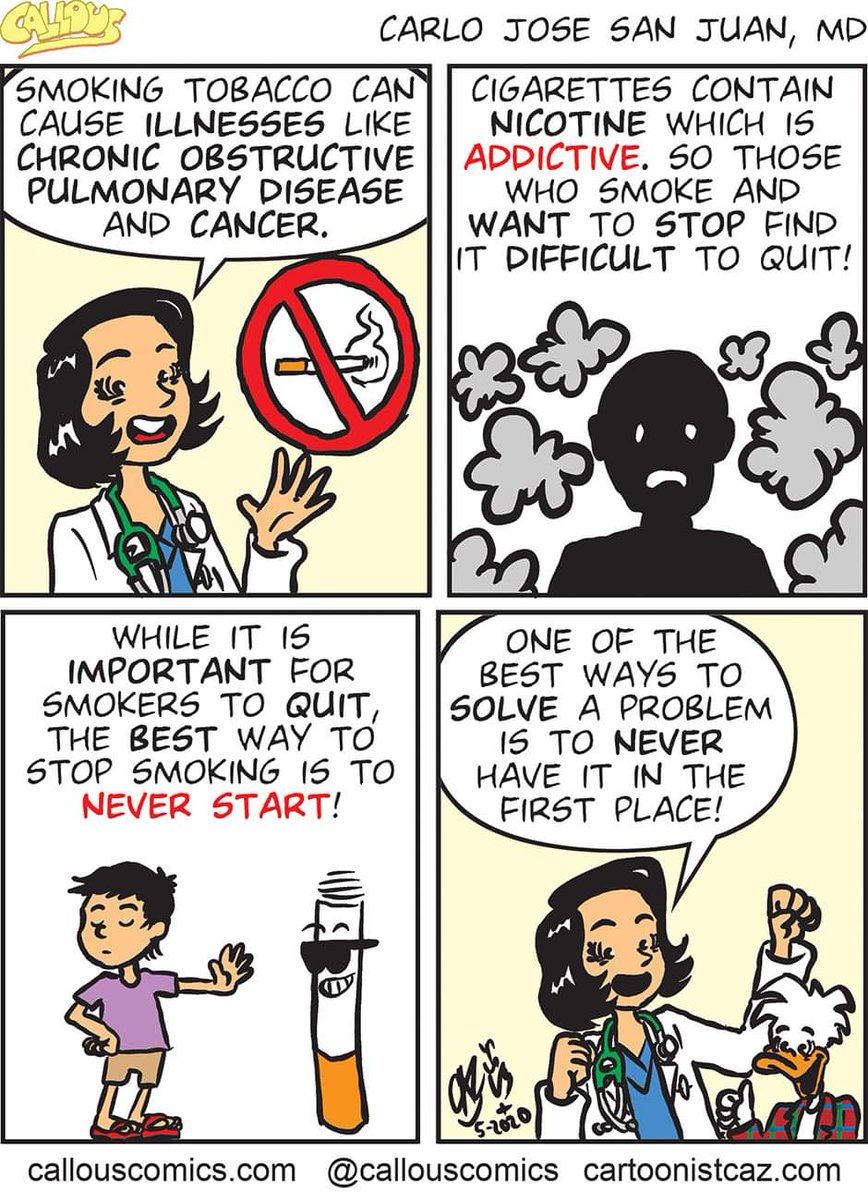 callouscomics's tweet photo. Today, May 31, is #WorldNoTobaccoDay2020 #WorldNoTobaccoDay! #NeverStart https://t.co/JvKXlW8hz3