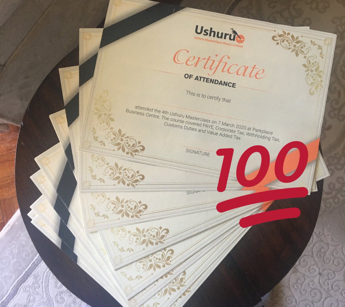 ushuru_co_ke's tweet photo. Anyway, how cool are these certs #UshuruMasterClass https://t.co/BicTKMJ4sl