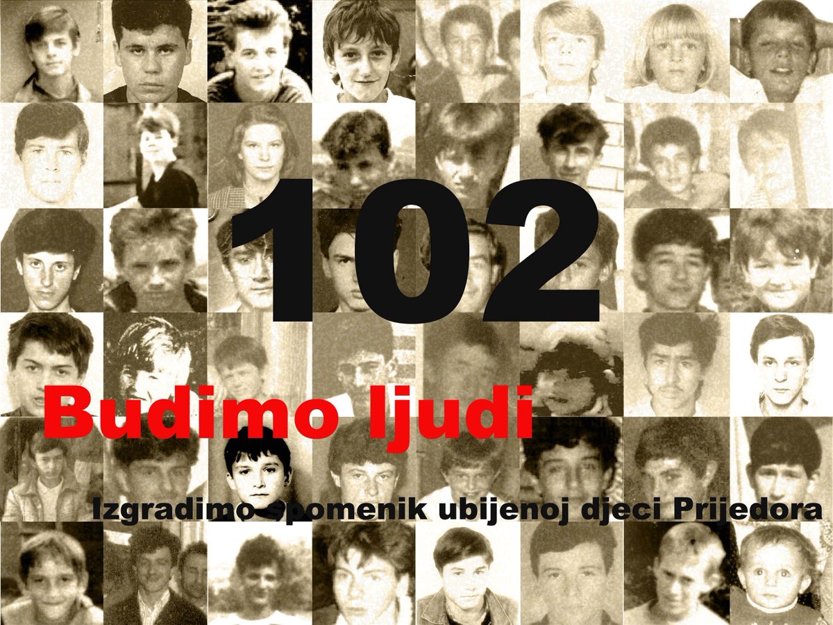4/4Today, this city is ruled by Serb fascists who don't allow survivors to build a monument for the murdered children of Prijedor. Instead, there is a monument to their *killers* in the Trnopolje concentration camp. Let that sink in. This is what we're fighting. Support us.
