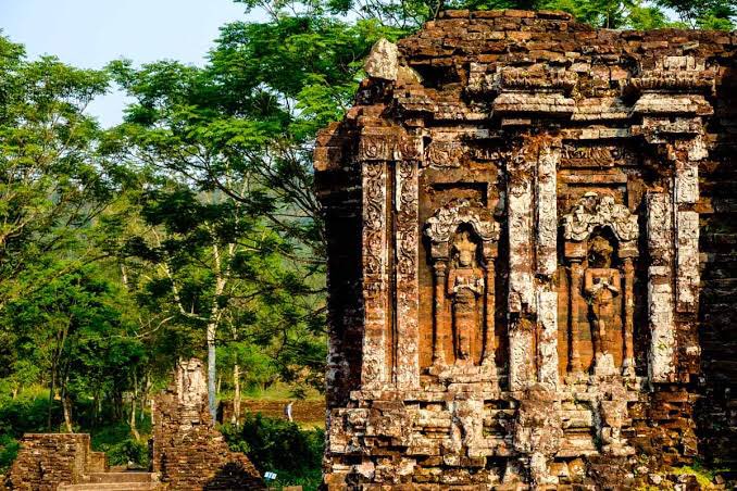 In 14th -15th centuries due to Wars with the Dai Viet the area fell into decline. The Viet Cong used My Son as a base during the Vietnam war and USA bombing destroyed many monuments.The temples are in poor shape – only about 20 structures survive where at least 68 once stood