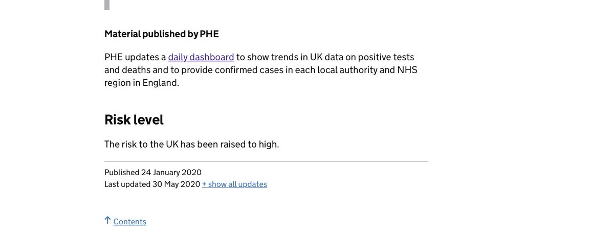 Separately the DHSC has published this on the “Risk Level”“The risk to the UK has been raised to high” which though it seems consistent the Covid Alert level being at 4, is a different thing which has been set since March, and reaffirmed yesterday at this level.