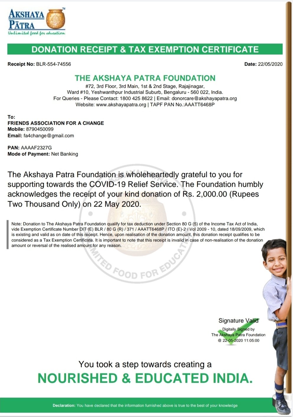 Friends Association for a Change على X: &ldquo;@fa4change donated 2,000 