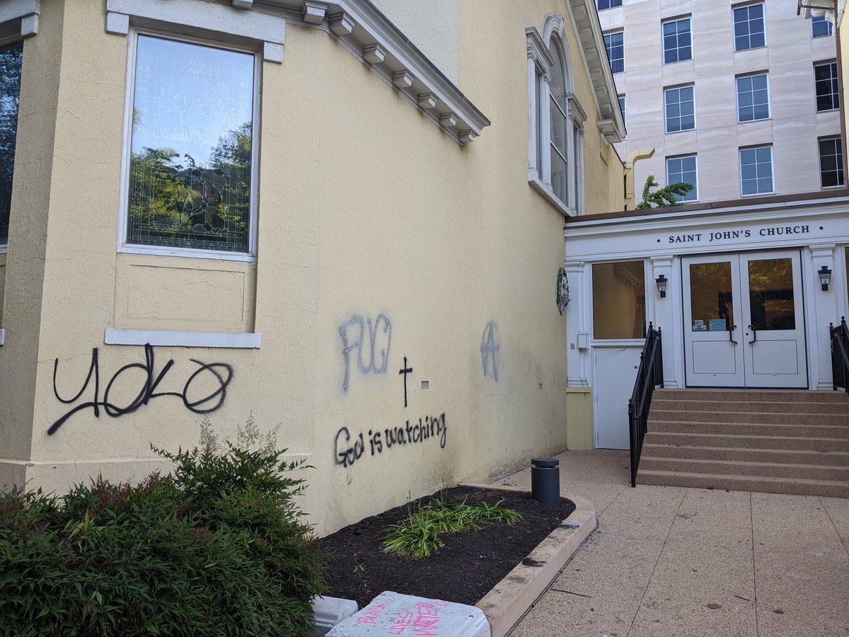 Some of the graffiti on the walls of St. John's Church.