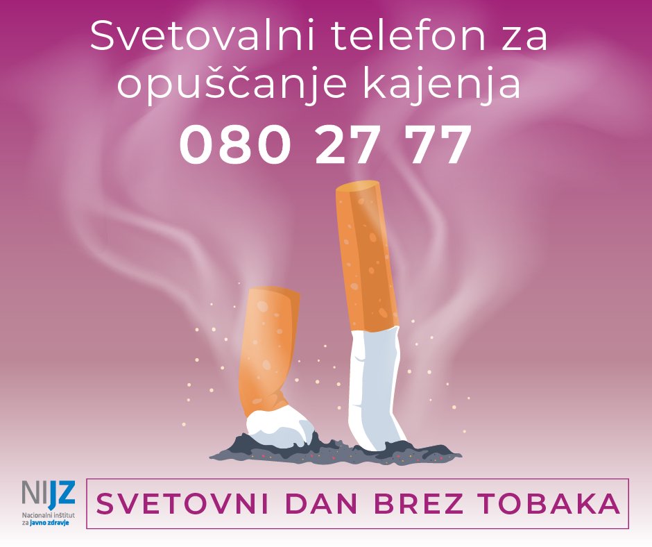 NIJZ on Twitter: "Ob opuščanju kajenja vam je na voljo tudi pomoč in podpora po telefonu: 080 27 77 – vsak dan med 7.00 in 10.00 uro ter med 17.00 in 20.00