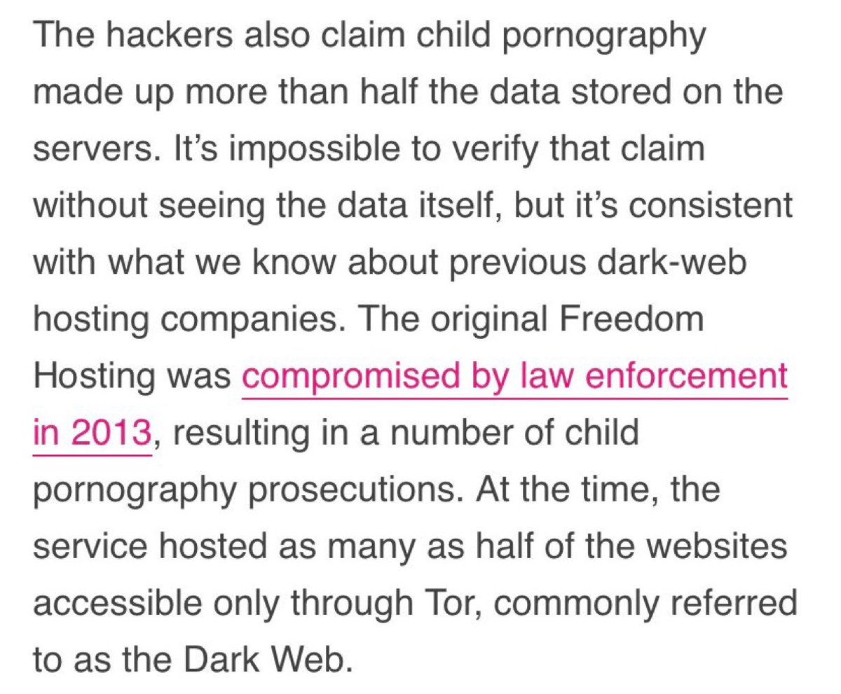 Ils ont aussi fait chuté LE PLUS GROS hôte des sites du dark web durant la nuit. Publiant une déclaration décrivant leur dégoût pour le dark web (plus de la moitié des sites étant de la pedopornographie)