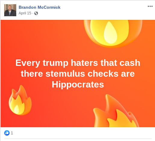 Hear that? Cashing your stemulus check makes you Hippocrates.