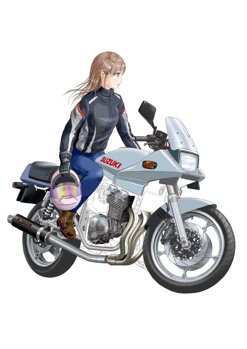 ソニア Pa Twitter 刀 女性ライダー 完成 最初の線画を書きながらバイク細かすぎ やめようかな と何度か思ったけど ようやく終わった 1日ちょっとずつ描いて数週間 Gsx400s刀 400刀イラスト 女性ライダー バイクイラスト 乗り物イラスト T