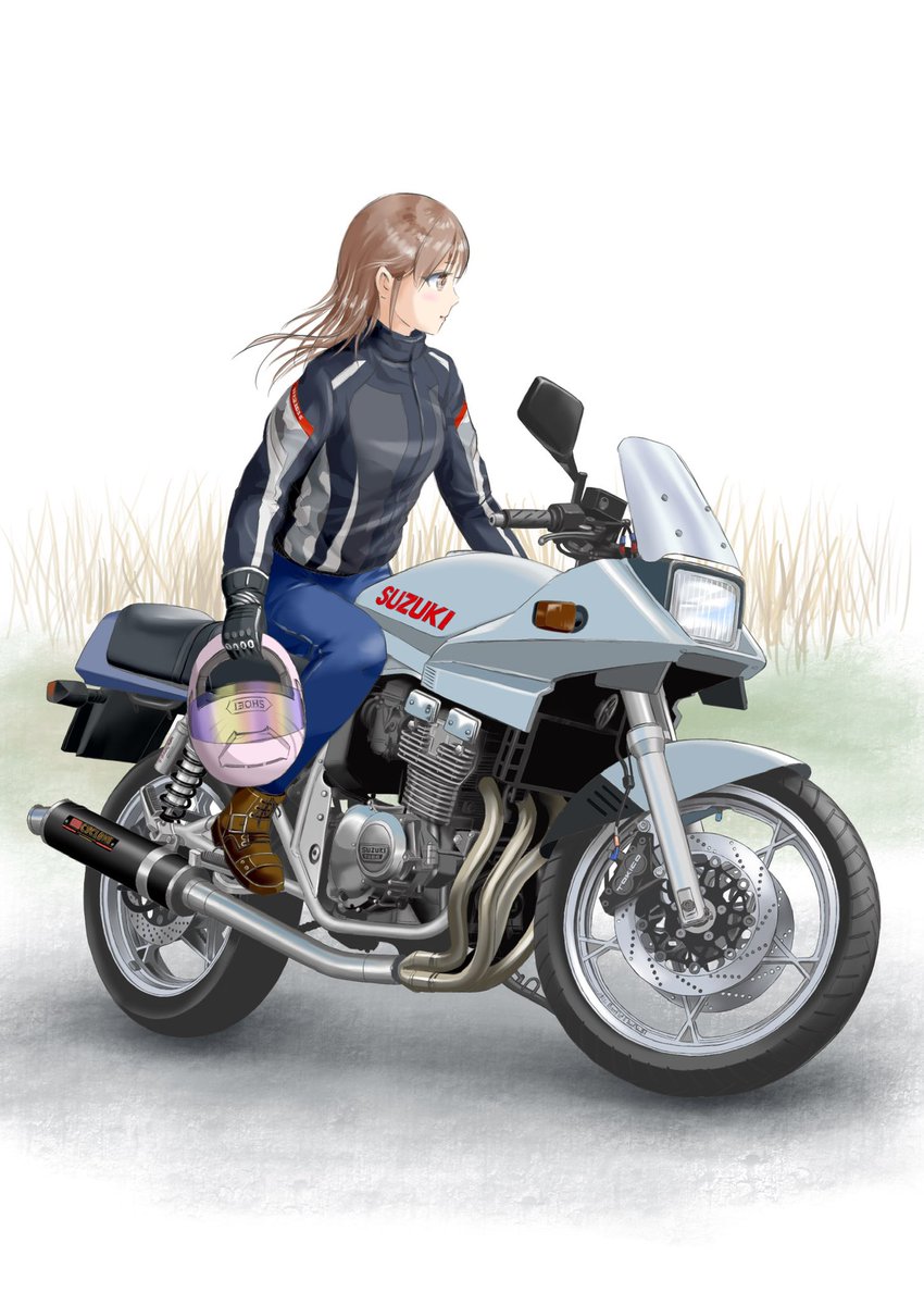 ソニア Auf Twitter 刀 女性ライダー 完成 最初の線画を書きながらバイク細かすぎ やめようかな と何度か思ったけど ようやく終わった 1日ちょっとずつ描いて数週間 Gsx400s刀 400刀イラスト 女性ライダー バイクイラスト 乗り物イラスト T