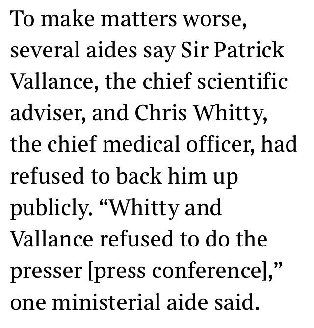 Also that Whitty/Valance came and went for the presser because they refused to back  #cummings - which begs Q what they were asked to say?? /5