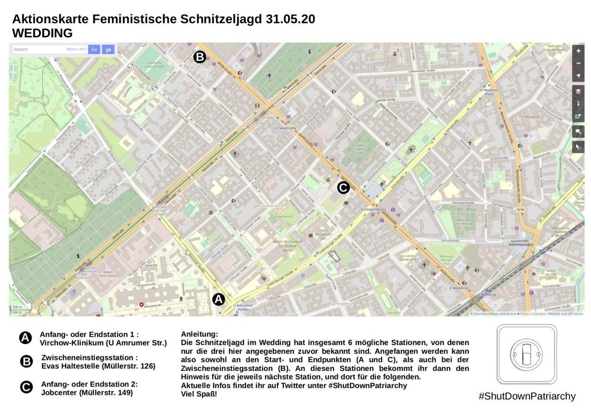 PatriarchyShut's tweet photo. Hier nun die Karte für die Wedding Route! Am Jobcenter ist erst ab 15 Uhr eine Kundgebung. #ShutDownPatriarchy #b3105 https://t.co/IDirISumpX
