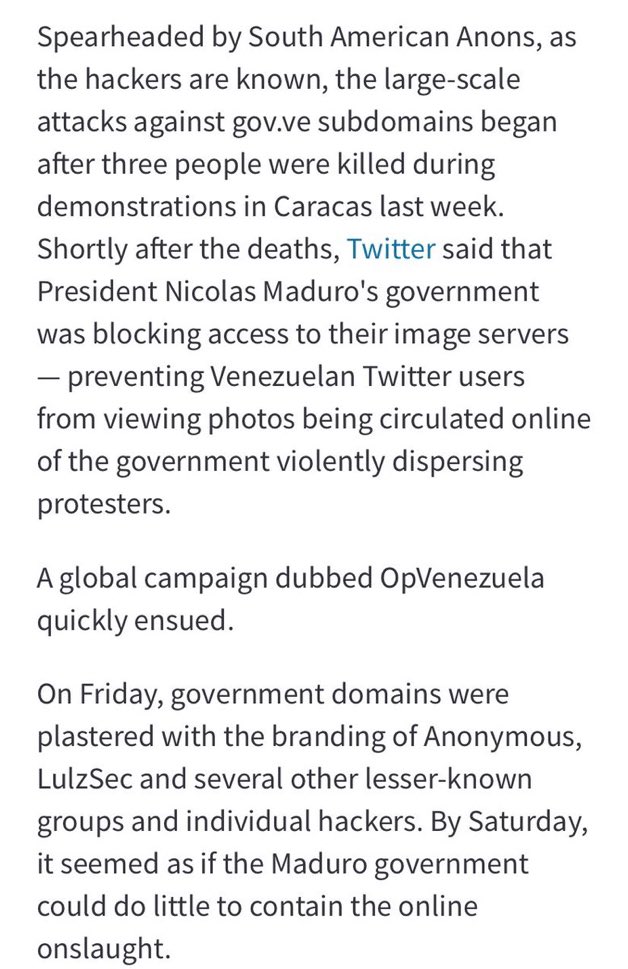 En plus de ça, ils ont également piraté le compte Twitter du Président vénézuélien et on publié des photos de la brutalité qu’il y avait là-bas