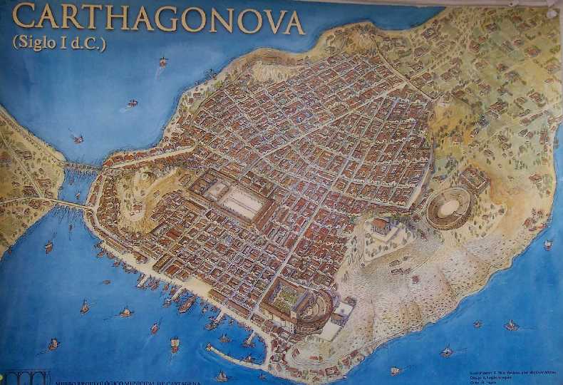 40. Carthago Nova, present-day Cartagena (1st century AC)Source:  http://shorturl.at/lKU49 