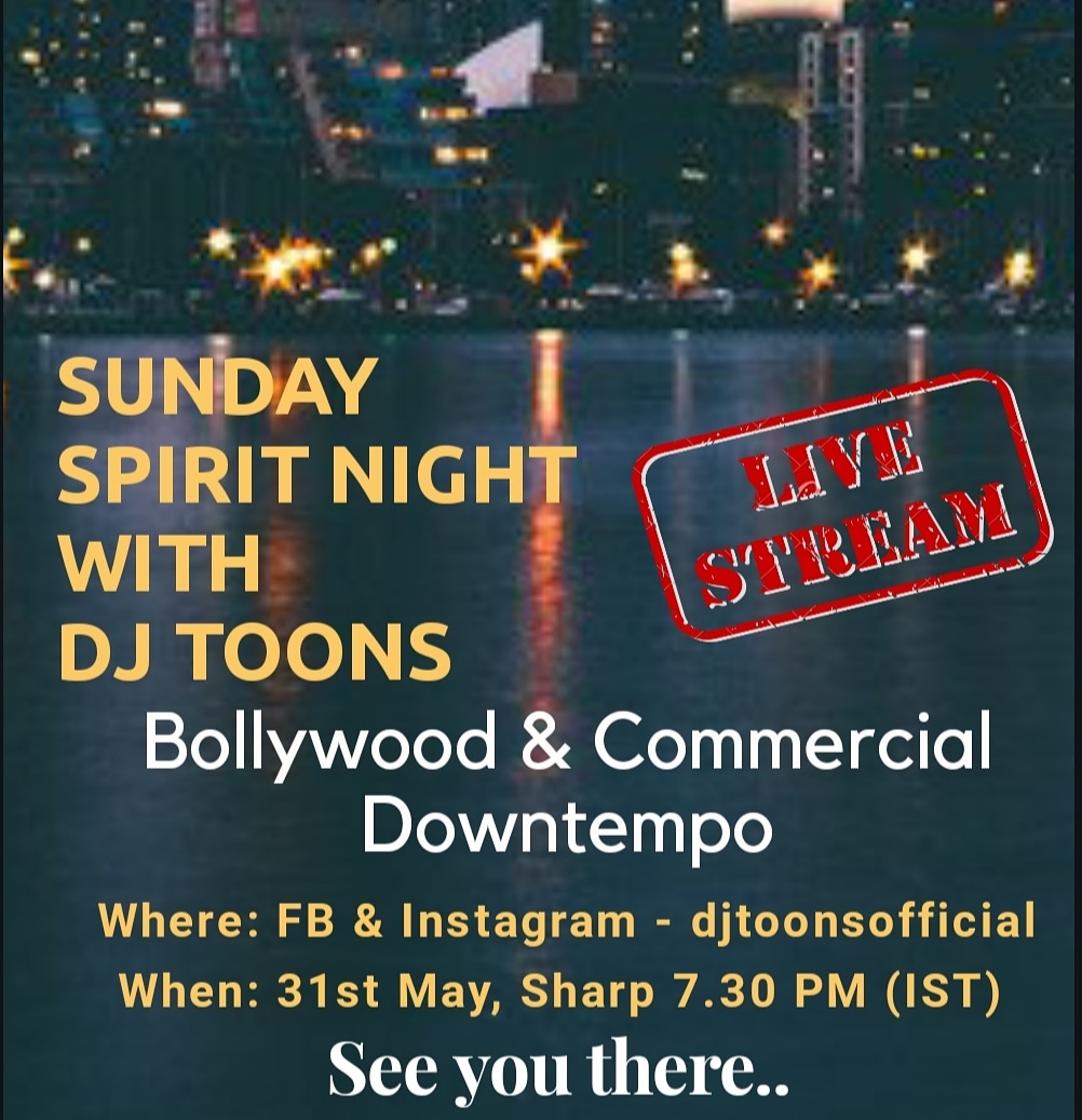 djtoonsofficial's tweet photo. Let's Bom Diggy Diggy at
"Sunday Spirit Night With DJ Toons"
(A Digital Party Concept)
When:
31st May, Sharp 7.30 PM (IST)
Where:
https://t.co/jgpUQAr8jG
Or
https://t.co/FS3t3zTaYo
#toonsvibe #partywithtoons #sundayvibes #lockdown #lockdownparty #QuarantineLife #bspdjs #music https://t.co/7f2P7t37KV