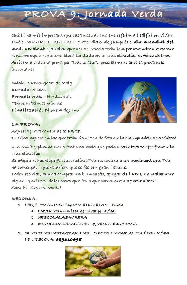 EscolaLaSagrera's tweet photo. Prova9:
https://t.co/XXmqUnLWsx
Última prova.
1-Cliqueu el link
2-Grava't fent el que t'indiquem a la imatge!
Últims punts, 3cases a Molt aprop d'aconseguir la victòria.
Punts extres per fidelitat.
Com acabaran les #5cases aquest any?
Ja queda poc per saber-ho! https://t.co/uxFA1YUDrN