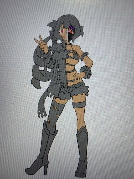 アナザーダブルちゃんのデザイン右だけできたけどスケベな格好になってしまった…。 