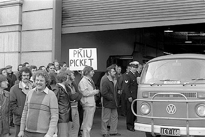 1975: Cops help scab labour (in van) through a Printing and Kindred Industries Union picket, Melbourne  https://digitised-collections.unimelb.edu.au/handle/11343/76828