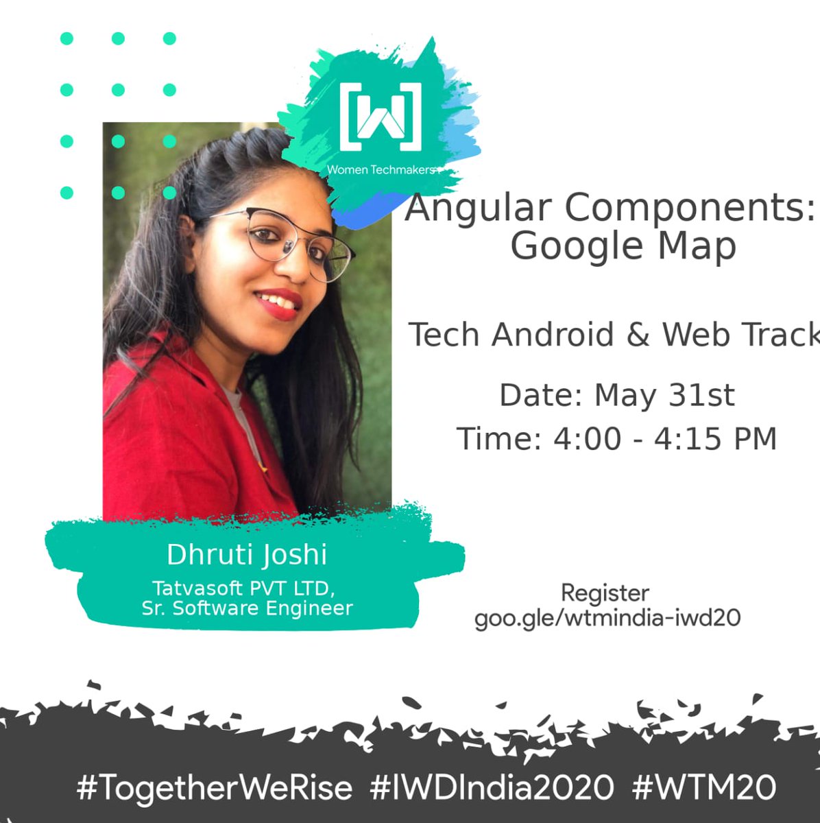 Our very own #WTMGnr ambassador @DhrutiJoshi4 is coming up to take session in 20 minutes at #IWD2020 
join her at youtu.be/TOPYdiE-Wyw

@WtmIndia @GDG_Gandhinagar 
#IWD20 #IWD