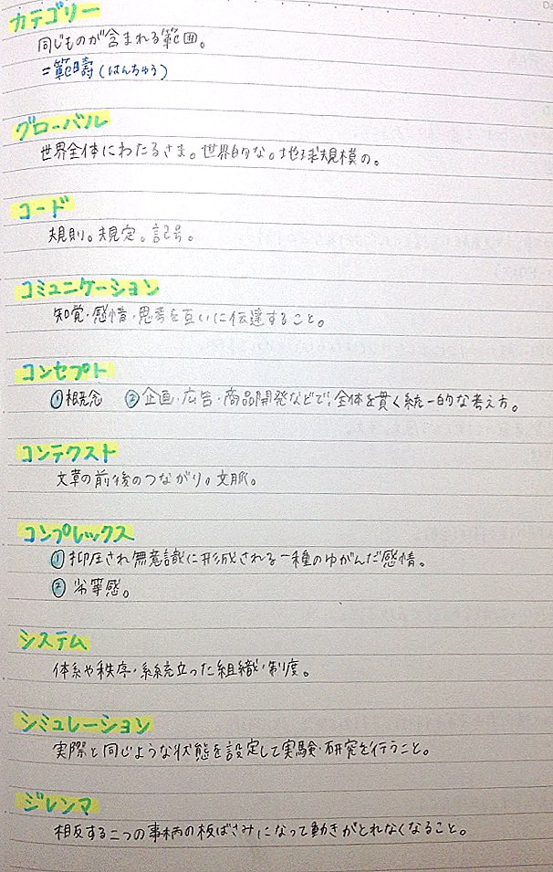 Clearnote 勉強ノートまとめ 今日のノートは現代文単語 現代文のカタカナ語 ほたる さんのノート 現代文をすらすら読むにあたって絶対に必要な語彙をまとめたノート シンプルに無駄なことを省いたノートでとっても見やすい T Co Clearnote 勉強ノートまとめ 今日のノートは現代文単語 現代文のカタカナ語 ほたる さんのノート 現代文をすらすら読むにあたって絶対に必要な語彙をまとめたノート シンプルに無駄なことを省いたノートでとっても見やすい T Co