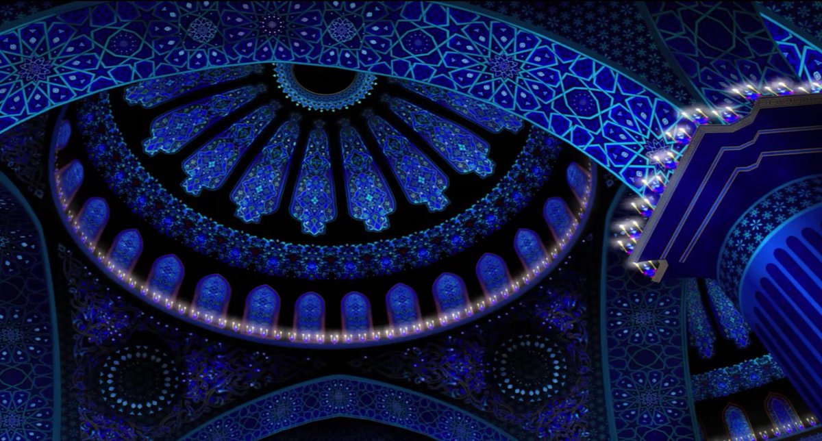 Le réalisateur s’est aussi inspirée des mosquées de Turquie, dont l’intérieur de la mosquée bleue d’Istanbul pour le Palais de la fée des Djins.