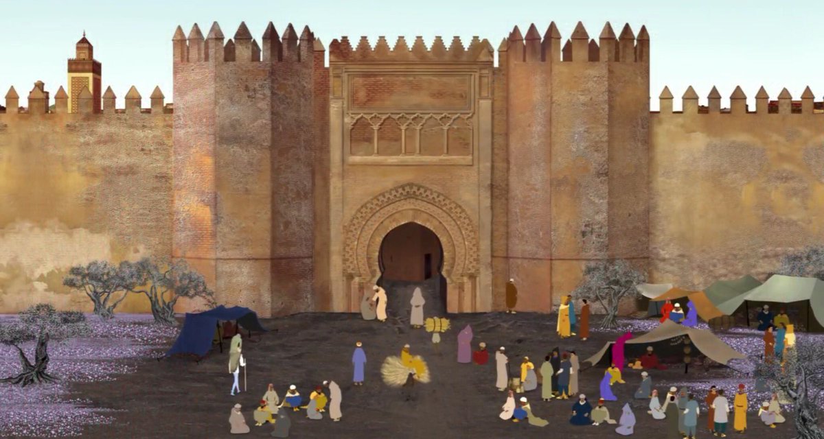 Dans le film, on retrouve beaucoup d’éléments inspirées de réelles architectures des pays de Maghreb. Ici, la porte d’entrée de la ville dans le film ressemble énormément à la porte Bab Ftouh à Fès, au Maroc.