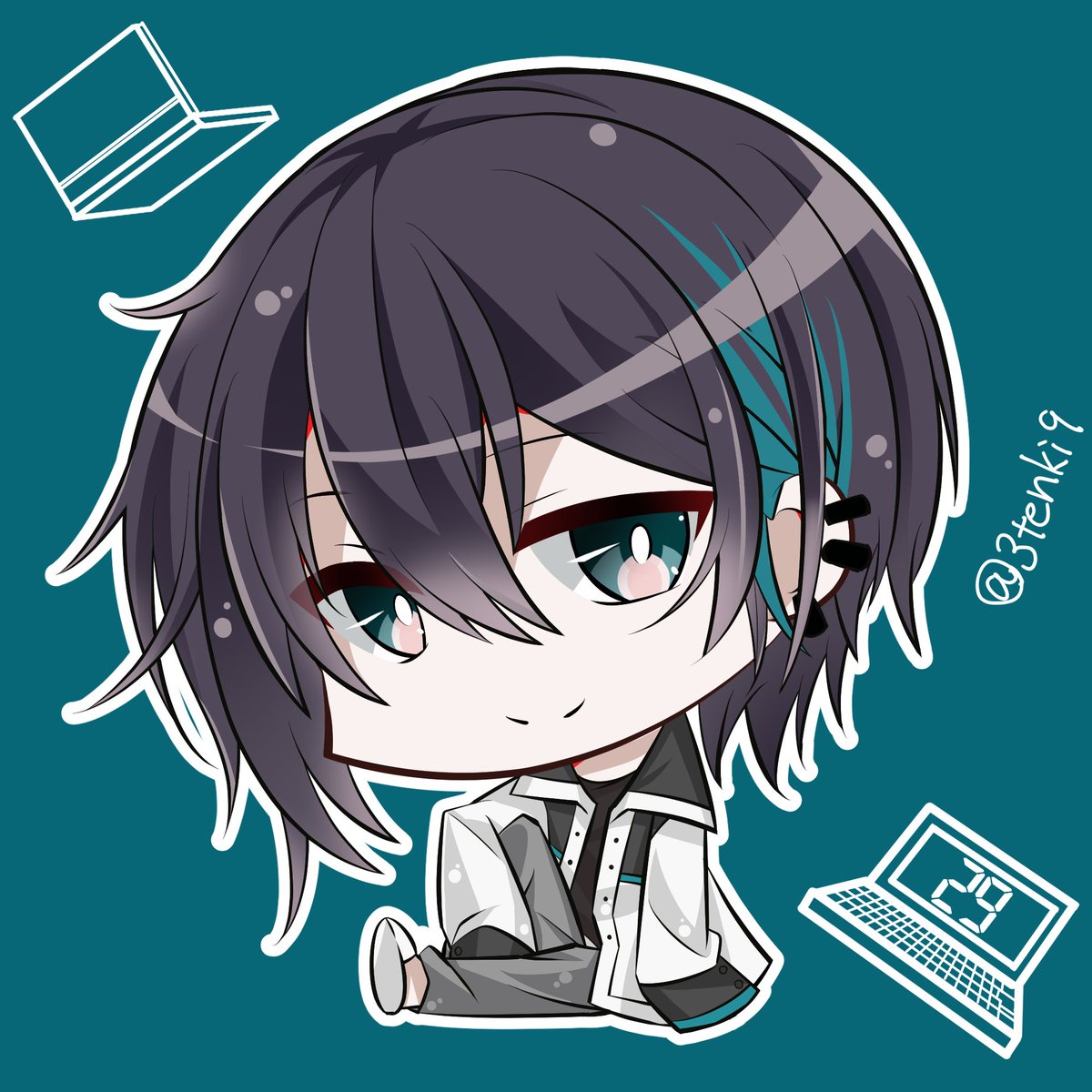 Vチューバーsdシリーズ 黛灰 灰画 天気海苔 お仕事募集中のイラスト Vチューバーsdシリーズ 黛灰 灰画 天気海苔 お仕事募集中のイラスト