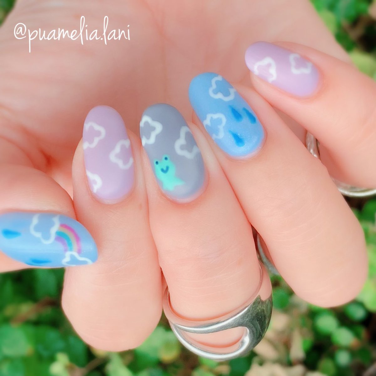 Miho ケロケロてるてる坊主 梅雨ネイル セルフネイル セルフジェルネイル