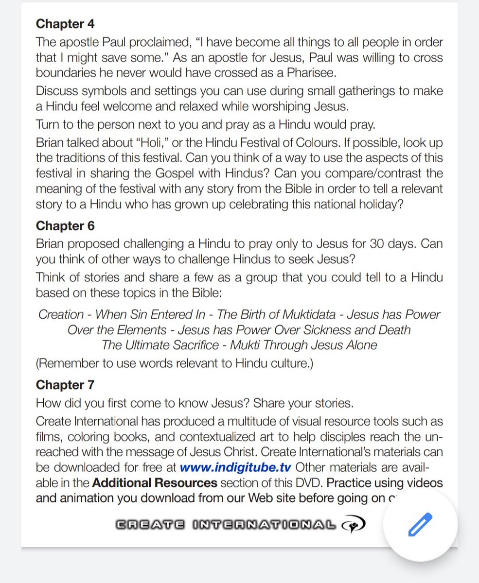 This is the tool kit of "Create International" for reaching out to Hindus in India.For fooling innocent Hindus, the Missionaries r trained to not use words like Jesus, God, Christian, Baptize etc. (highlighted) @noconversion  @Ramesh_hjs  @HinduJagrutiOrg @Tina_D_Kaul 3/n