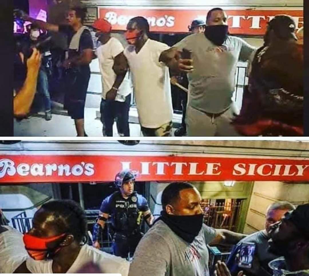 TaYlorCrYstal30's tweet photo. @ForAmerica @DeaRiley Thing's you won't see in the mainstream media: A cop who got separated from his team, was heavenly outnumbered by violent protesters, and serious danger, being protected by a group of black men who formed a chain around him and prevented any violence occurring.
#IAMHUMANFIRST https://t.co/AHHHAiHPFc