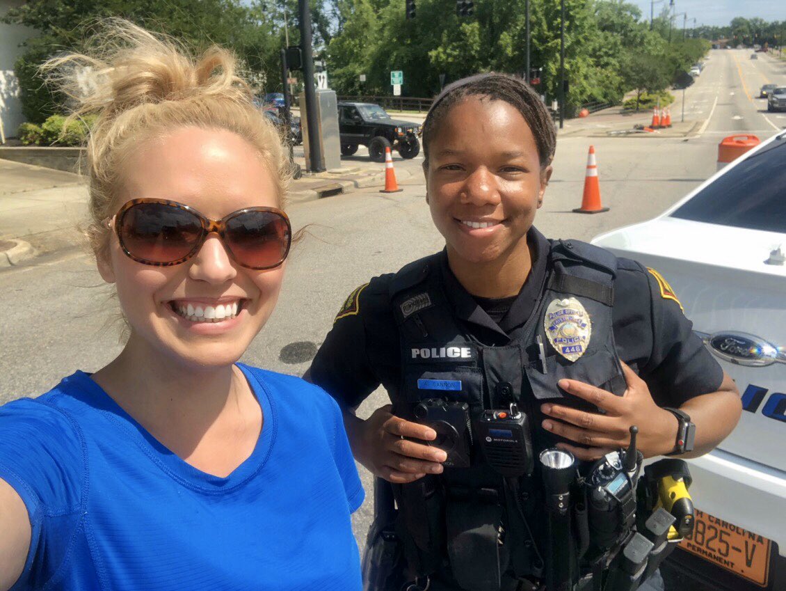 After a night risking her life to keep her community safe, Officer Asia is back at it this morning...with a smile &amp; kind as can be. Is she scared? Ya she is. Who knows what’s gonna happen tonight. But still she’s out here doing her best to protect others. 💙

#rolemodel #hero