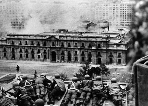 One of the most shocking events of the coup (which was carried out on Sept 11th 1973) was the bombing of La Moneda, the presidential palace in the centre of Santiago, by Hawker Hunter jets of the Chilean Air Force.   #Chile  #LaMoneda  #Santiago  #resist