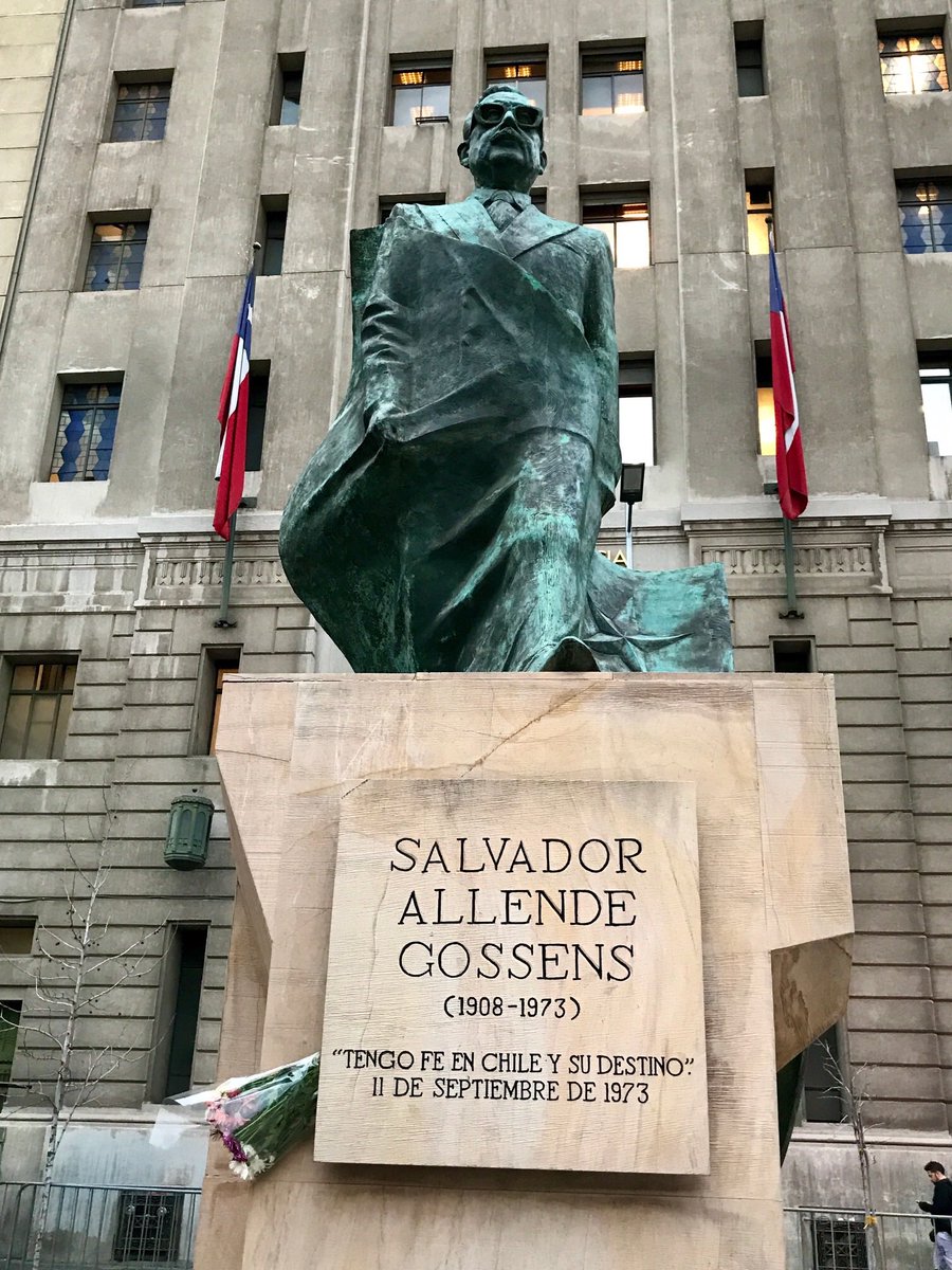 A Marxist, Allende had been elected democratically in 1970, & was working to introduce a peaceful revolution in Chilean economy & society, undoing many instances of profound exploitation. Capital interests rebelled.   #Marxism  #Chile  #Allenda  #Santiago