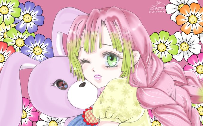 ふらわー🌸さんがTwitterに投稿した甘露寺蜜璃(鬼滅の刃)のイラスト。