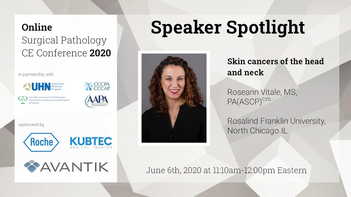 Canadian_PEh's tweet image. #onlinePAconference Speaker Spotlight! Roseann Vitale is a PA and Director of Experiential Learning at RFU, and also serves on the AAPA Board of Trustees.  Watch her lecture, Skin cancers of the head and neck, on Sat Jun 6 at 11:10am-12:00pm EST! Register: bit.ly/36KFBa4