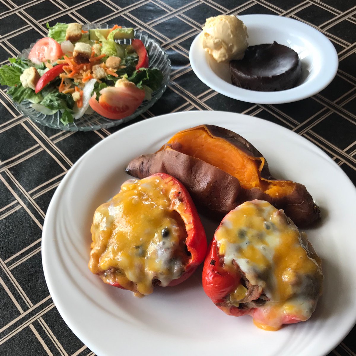 Sunday, May 31st -Our all-inclusive Sunday Special is Braised Flank Steak Stuffed Peppers. Fresh red peppers stuffed with wild rice, braised flank steak &amp; black beans. Topped with sharp &amp; mild cheeses and served with choice of potato, soup or salad &amp; a chocolate torte for dessert