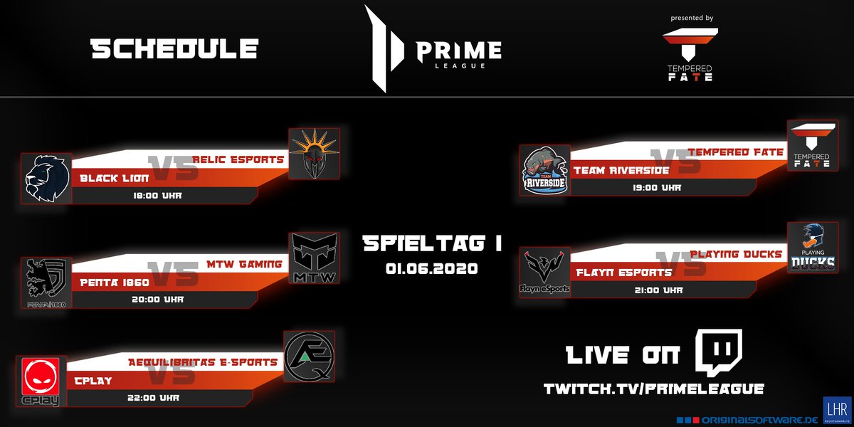 TemperedFateLoL's tweet photo. Morgen beginnt der 1. Matchday der #PrimeLeague

Seid ihr schon hyped?
Wer glaubt ihr gewinnt?

#BeTheLion oder #RLCWIN ?
#TRSWIN oder #TFWIN ?
#VAMOSPENTA oder #MTWIN ?
#FYNWIN oder #Quak ?
#CPLAYWIN oder #AeQWIN ? https://t.co/wLDgGtRS6W