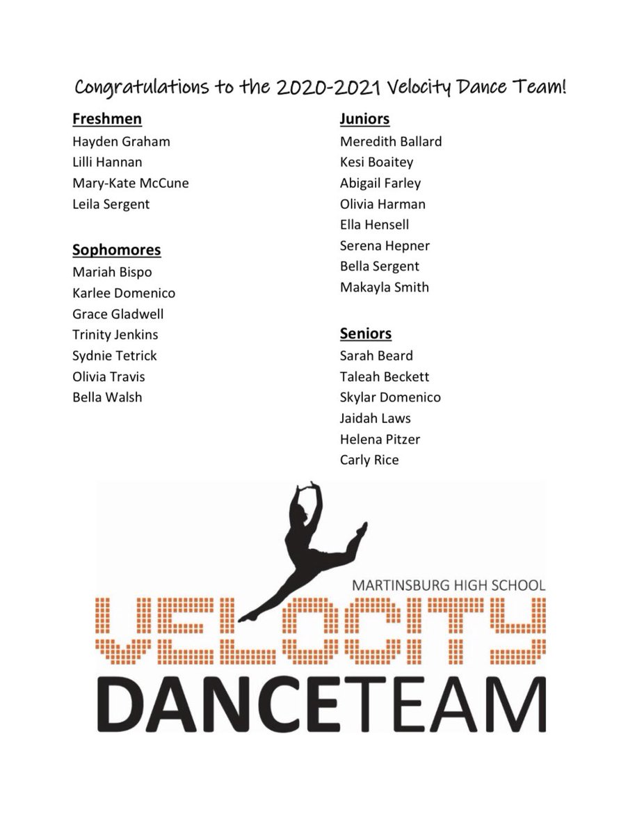 The list you’ve all been waiting for! Thank you to everyone who auditioned and congratulations to those who made the team. If you auditioned, but do not see your name on this list, we encourage you to keep dancing and audition again next year!