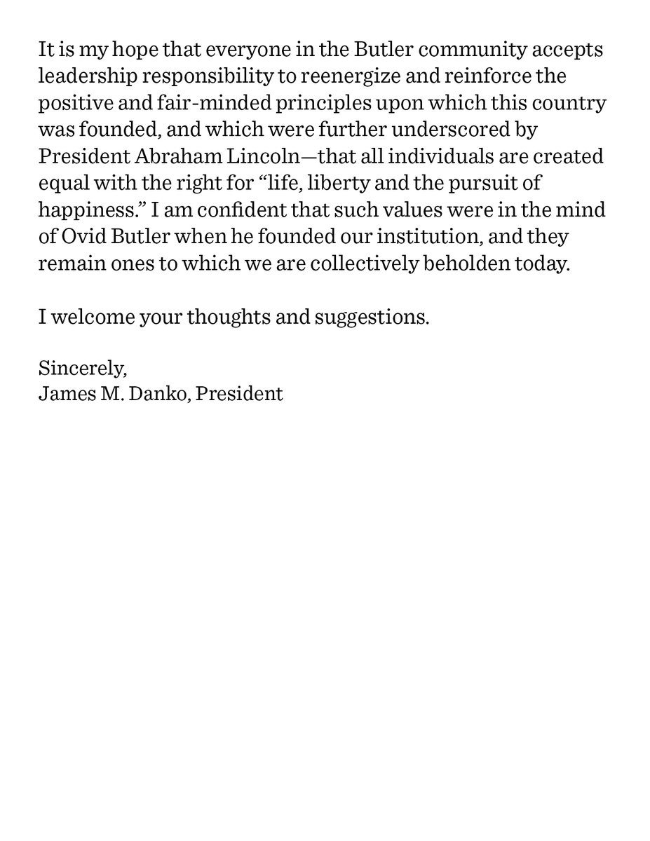 "...the “Butler Way,” is our shared moral obligation to strive for a world in which the rights of all people are respected, and equal opportunities are afforded..."  butler.edu/sites/default/…