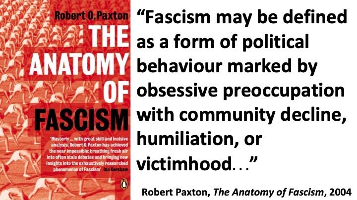 For this reason, I regard  #Brexit as a model fascist project: it rests on the delusional myths of national peril & racial superiority that all strands of fascism employ as mobilising tools. 