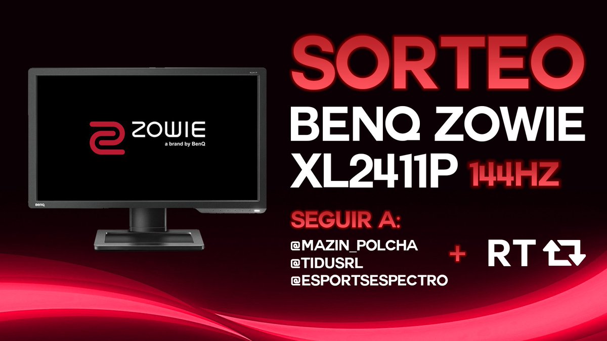 💥🎁 ¡Os traemos el mayor sorteo internacional que hemos hecho hasta la fecha! 🎁💥

♦️ Monitor Benq Zowie XL2411P de 144Hz 

REQUISITOS PARA PARTICIPAR: 
- RT al tweet.🔁
- Seguir a <a href="/Mazin_Polcha/">Mazin</a>, <a href="/TidusRL/">jp</a> y @eSportsEspectro.

Termina el 30/06⌛
¡Mucha suerte a todos! 🍀