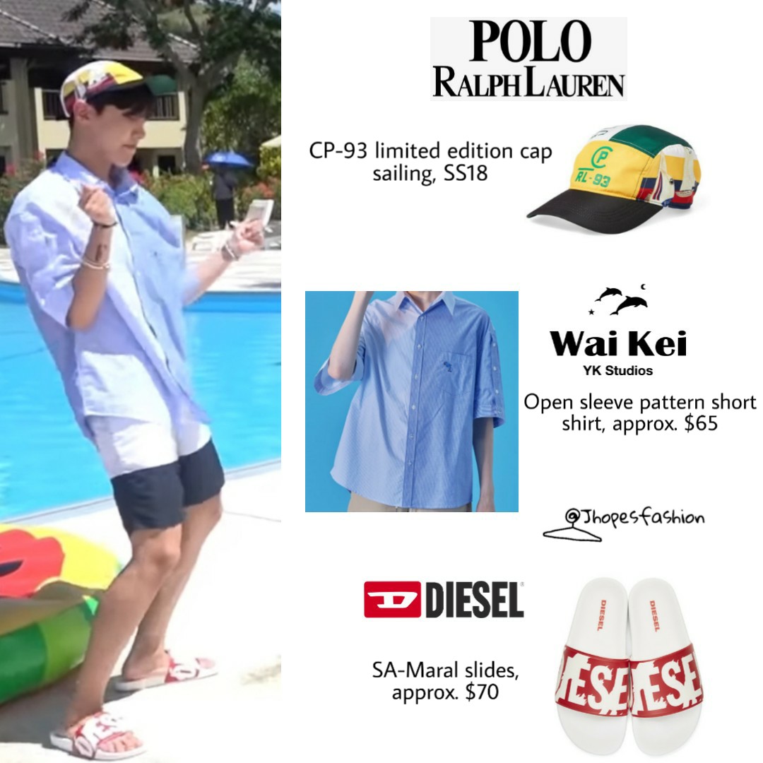 J Hope S Closet J Hope S Polo Ralph Lauren Cap Waikei Shirt And Diesel Slides 0601 Festa Jhope 제이홉 Jhopefashion