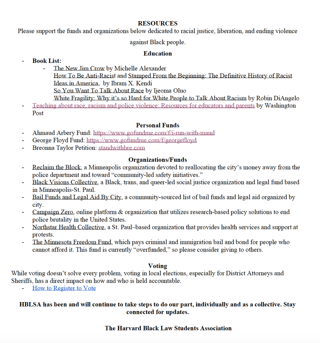 Harvard BLSA tweet media