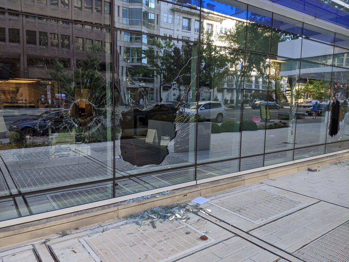 Smashed windows at BB&T next door