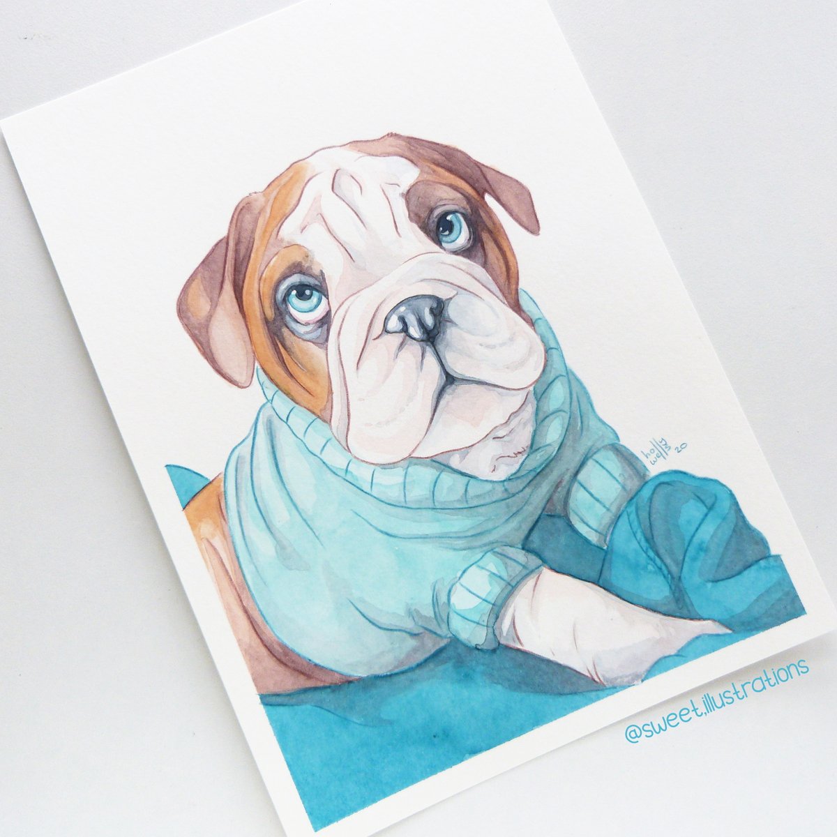 The handsome Herbert the bulldog! #artistsontwitter #petportrait