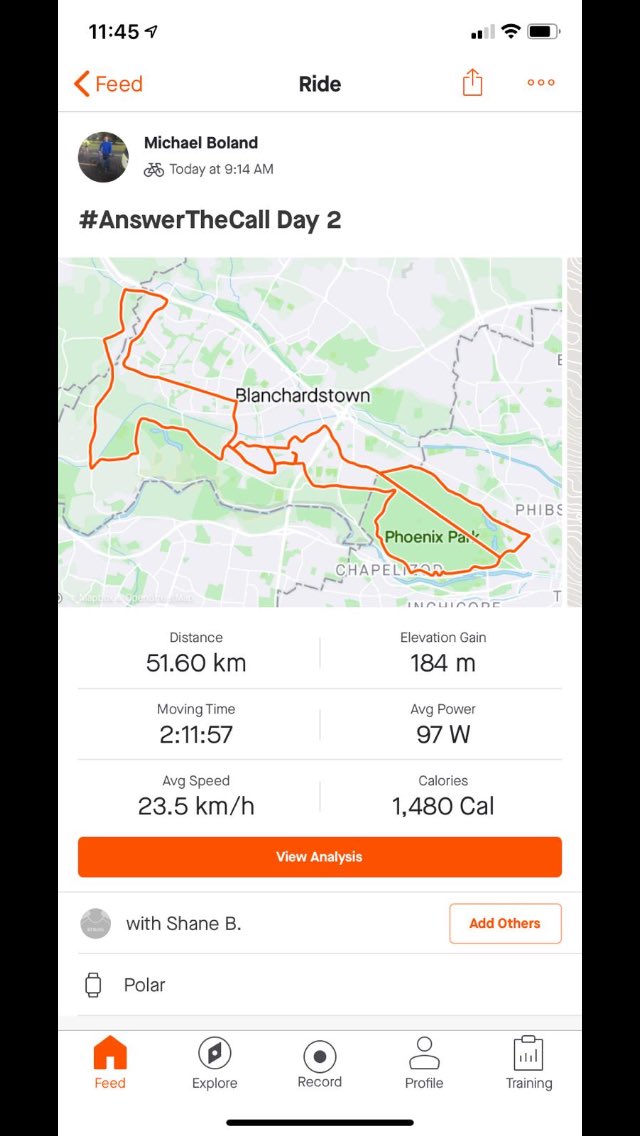 SBoland9's tweet photo. Bolands Day 2:

Shane &amp; @Michaelboland95 - 🚴 50km each
Marian - 6km 🚶‍♀️ 
Nicky - 4km 🚶 

Keep the donations coming 🙏🏻🙏🏻

@CastleknockGAA 
#AnswerTheCall https://t.co/pFm9hNXYyA